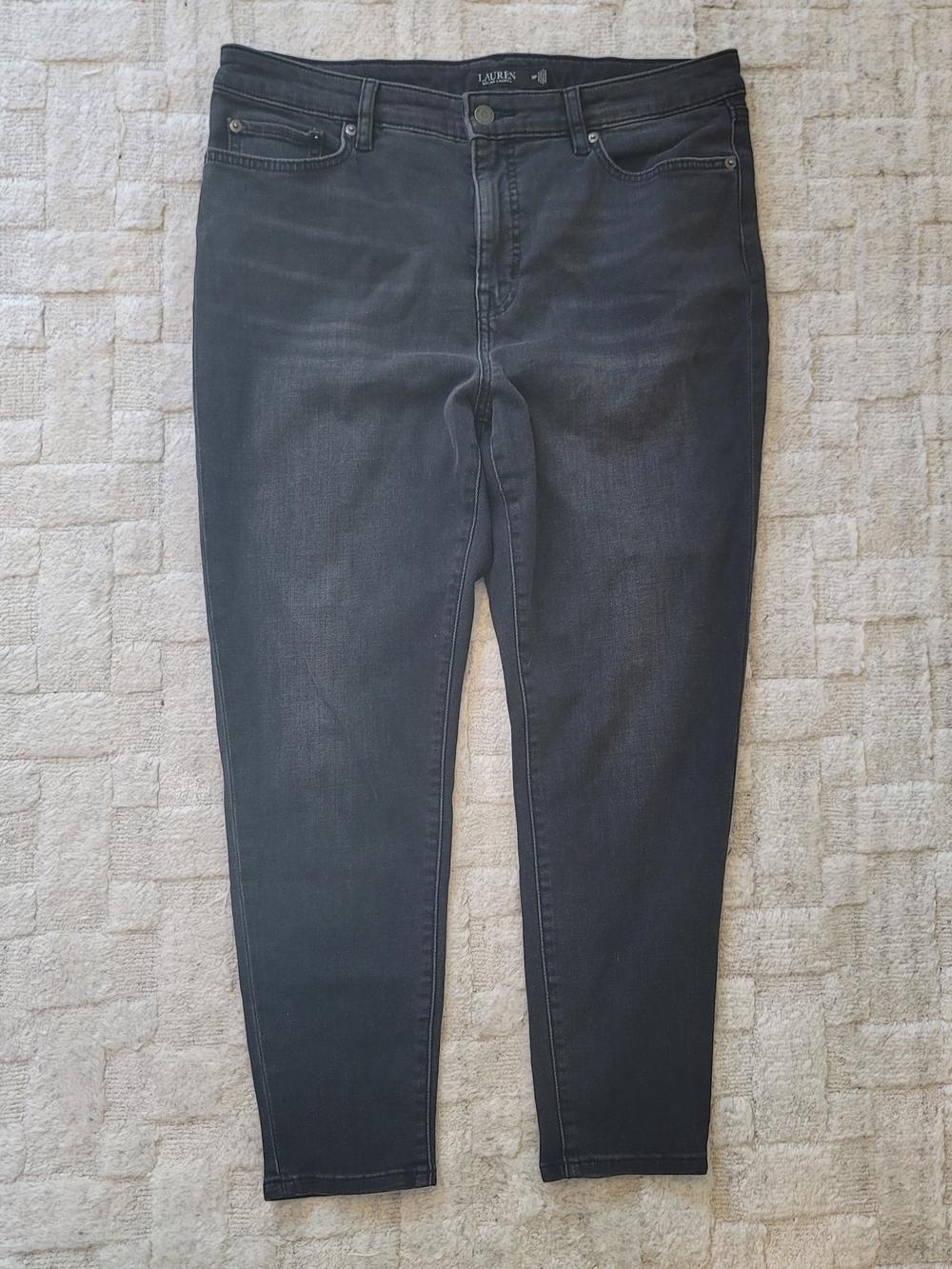 RALPH LAUREN Skinny Fit High Rise Black Jean Size 14 Petite 14P